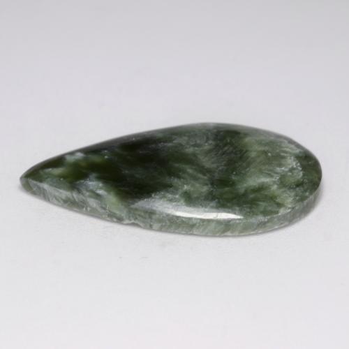 Serafinita verde natural 8,10ct, formato de pêra, opaco