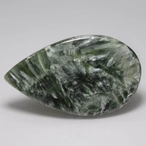 Serafinita Verde médio Natural 17.10ct, Formato de pêra, Opaco
