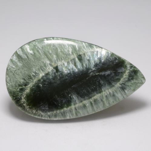 Serafinita verde natural 20,83ct, formato de pêra, opaco