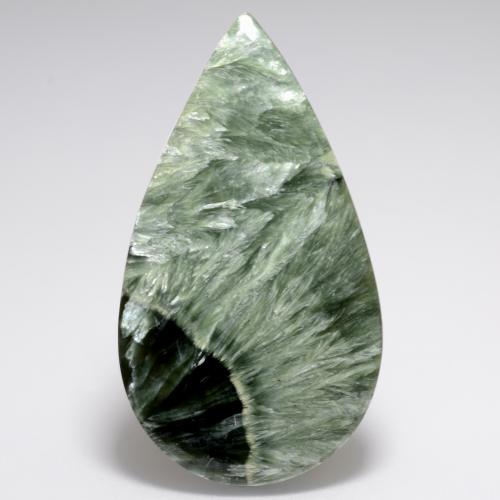 Serafinita verde natural 20,54ct, formato de pêra, opaco