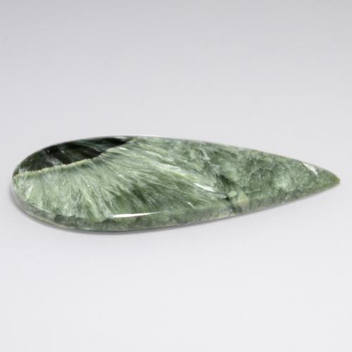 Serafinita verde natural 20,54ct, formato de pêra, opaco