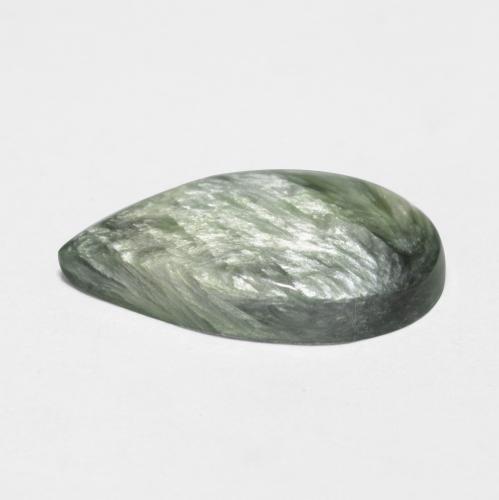Serafinita verde natural 3,22ct, formato de pêra, opaco