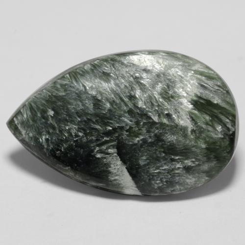 Serafinita verde natural 10,14ct, formato de pêra, opaco