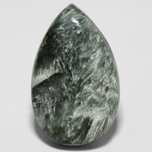 Serafinita verde natural 10,14ct, formato de pêra, opaco