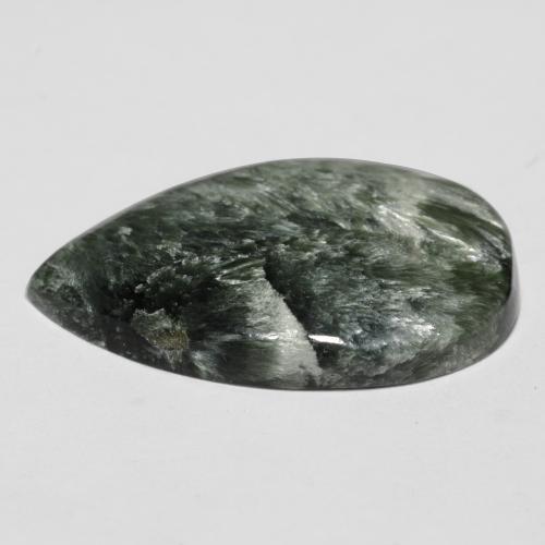 Serafinita verde natural 10,14ct, formato de pêra, opaco