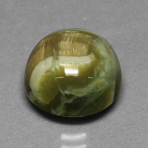 Serpentina verde natural 5,69ct, corte redondo, opaco