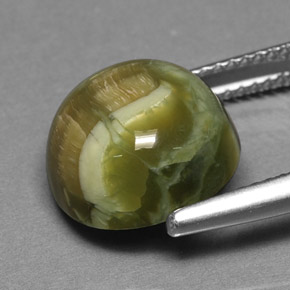 Serpentina verde natural 5,69ct, corte redondo, opaco