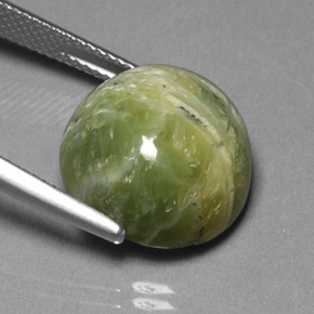 Serpentina verde natural 11,85ct, corte redondo, opaco