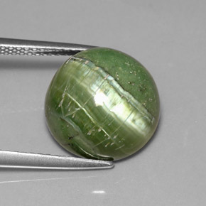 Serpentina verde natural 6,40ct, corte redondo, opaco
