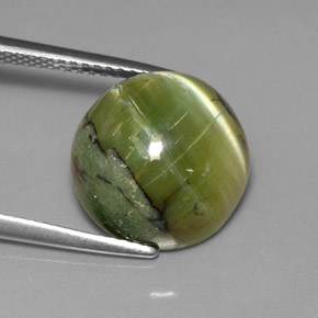 Serpentina verde natural 6,30ct, corte redondo, opaco