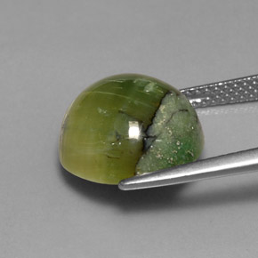 Serpentina verde natural 6,30ct, corte redondo, opaco