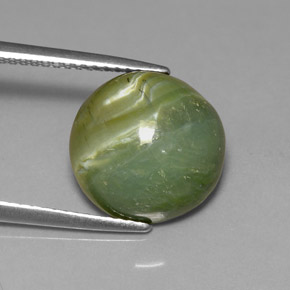 Serpentina verde natural 4,61ct, corte redondo, opaco