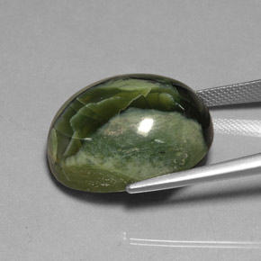 Serpentina verde natural 26,53ct, corte oval, opaco
