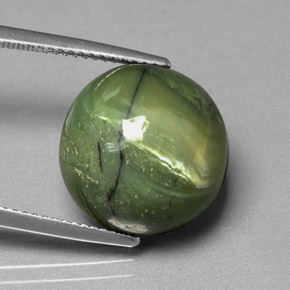 Serpentina verde natural 11,31ct, corte redondo, opaco