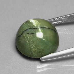 Serpentina verde natural 11,31ct, corte redondo, opaco