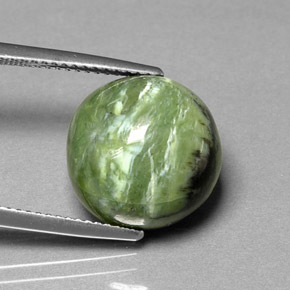 Serpentina verde natural 7,91ct, corte redondo, opaco