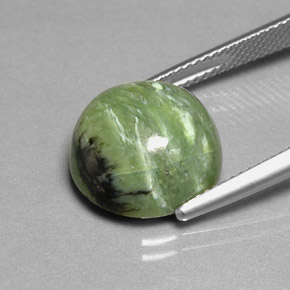 Serpentina verde natural 7,91ct, corte redondo, opaco