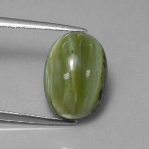 Serpentina verde natural 5,37ct, corte oval, opaco