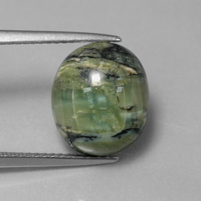 Serpentina verde natural 4,29ct, corte oval, opaco