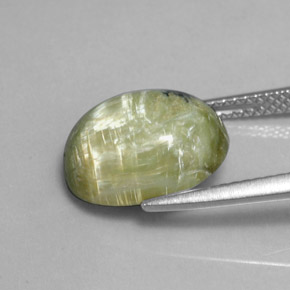 Serpentina verde natural 3,97ct, corte oval, opaco