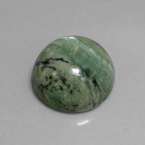 Serpentina verde natural 5,84ct, corte redondo, opaco