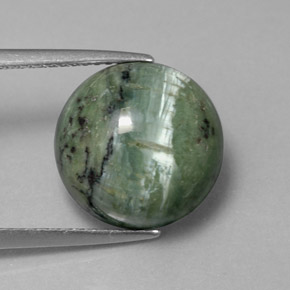 Serpentina verde natural 5,84ct, corte redondo, opaco