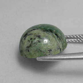 Serpentina verde natural 5,84ct, corte redondo, opaco