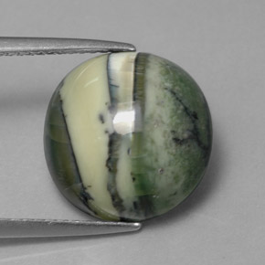 Serpentina verde natural 7,52ct, corte redondo, opaco