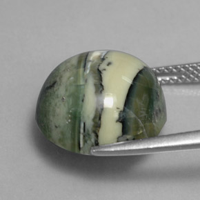 Serpentina verde natural 7,52ct, corte redondo, opaco