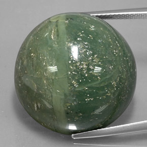 Serpentina verde natural 48,32ct, corte redondo, opaco