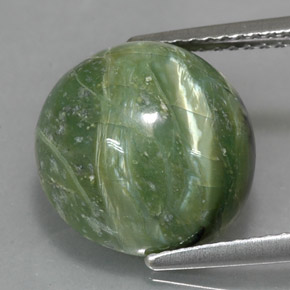 Serpentina verde natural 5,71ct, corte redondo, opaco