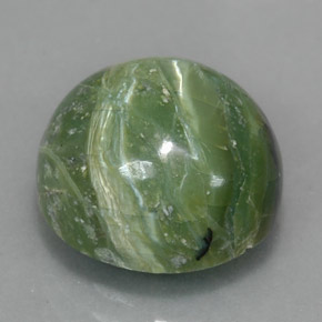 Serpentina verde natural 5,71ct, corte redondo, opaco