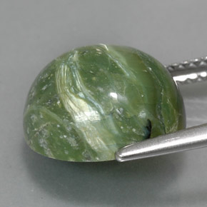 Serpentina verde natural 5,71ct, corte redondo, opaco