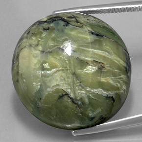 Serpentina verde natural 58,61ct, corte redondo, opaco