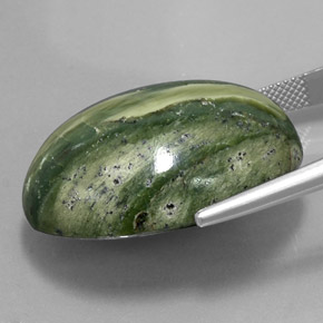 Serpentina verde natural 47,57ct, corte oval, opaco