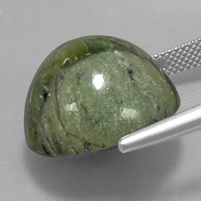 Serpentina verde natural 20,97ct, corte redondo, opaco