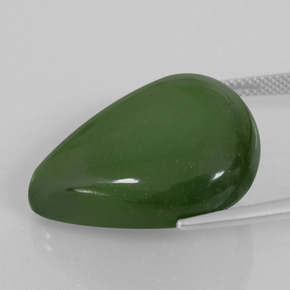 Serpentina verde natural 29,88ct, formato de pêra, transparente