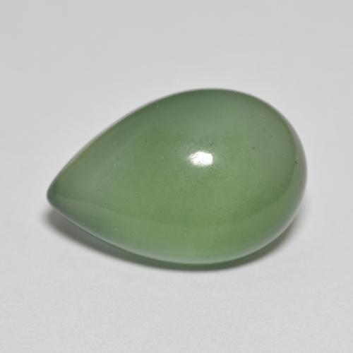 Serpentina verde natural 8,76ct, formato de pêra, translúcido
