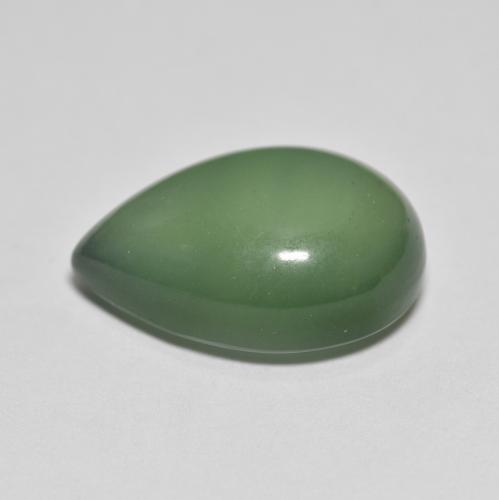 Serpentina verde natural 8,76ct, formato de pêra, translúcido