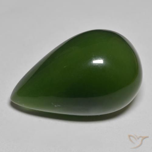 37.60ct Natural Verde escuro Serpentina, Formato de pêra, Translúcido