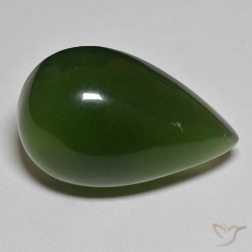Serpentina Verde escuro Natural 37.60ct, Formato de pêra, Translúcido