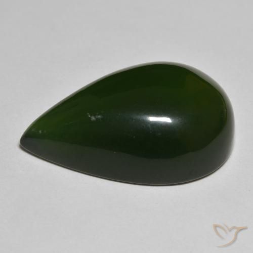 Serpentina Verde escuro Natural 37.60ct, Formato de pêra, Translúcido