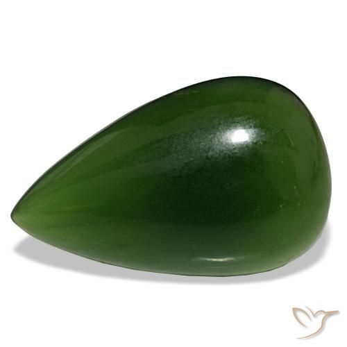 Serpentina verde natural 15,80ct, formato de pêra, transparente