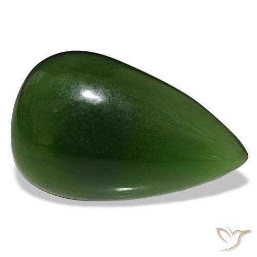 Serpentina verde natural 15,80ct, formato de pêra, transparente