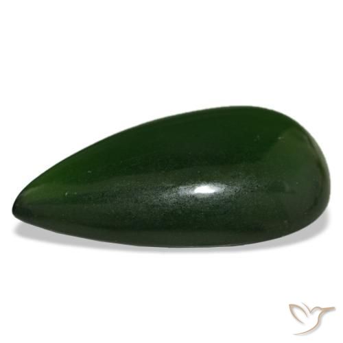 Serpentina verde natural 15,80ct, formato de pêra, transparente