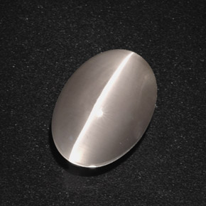 Sillimanite cat's eye cinza natural 5,66ct, corte oval, translúcido