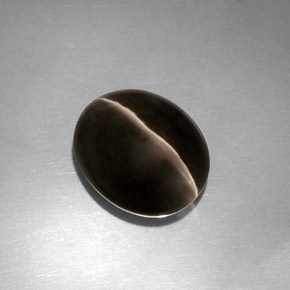 Sillimanite cat's eye cinza natural 4,11ct, transparente, transparente/translúcido