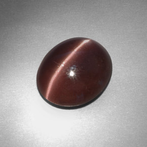 Sillimanita Olho de Gato Marrom Arroxeado Natural 3.43ct, Corte Oval, Opaco