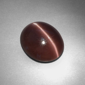 Sillimanita Olho de Gato Marrom Arroxeado Natural 3.43ct, Corte Oval, Opaco