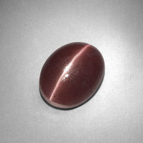 Sillimanita Olho de Gato Marrom Arroxeado Natural 3.77ct, Corte Oval, Translúcido